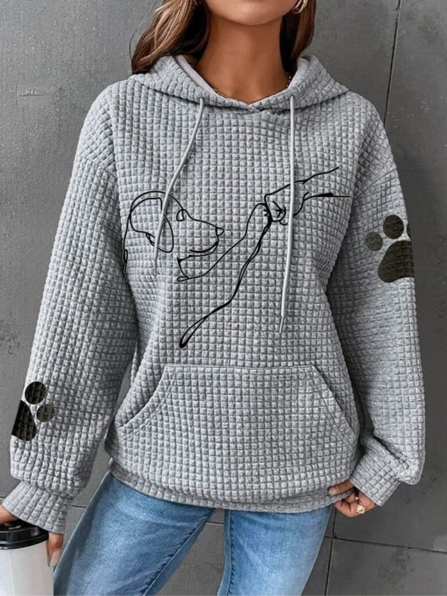 Damen Hoodie mit fröhlichem Hunde-Print, perfekt für Freizeit und Zuhause