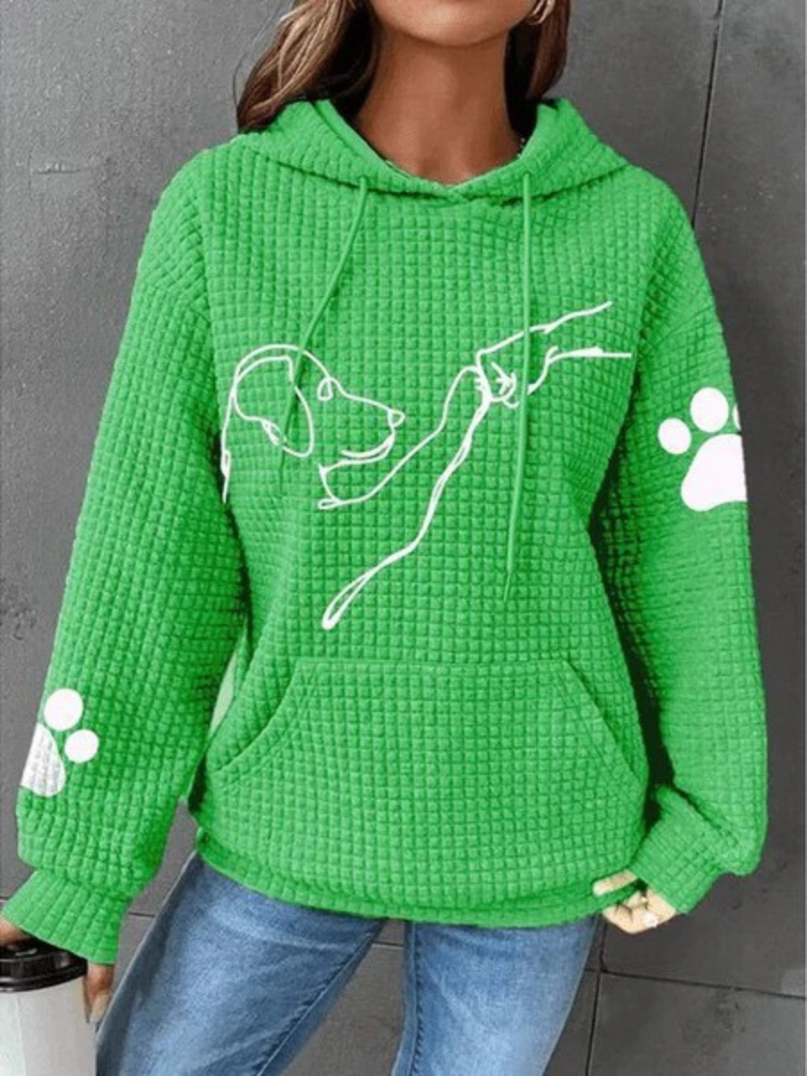 Damen Hoodie mit fröhlichem Hunde-Print, perfekt für Freizeit und Zuhause