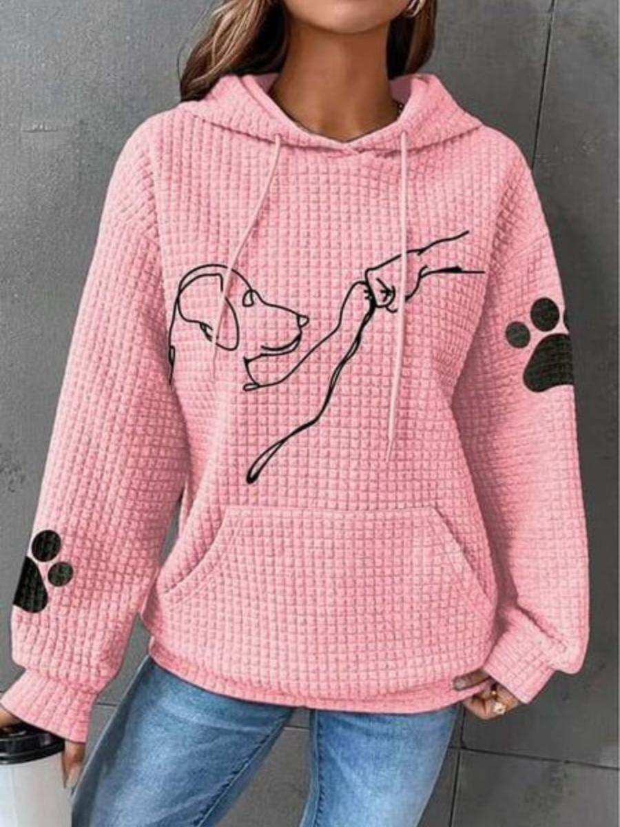 Damen Hoodie mit fröhlichem Hunde-Print, perfekt für Freizeit und Zuhause