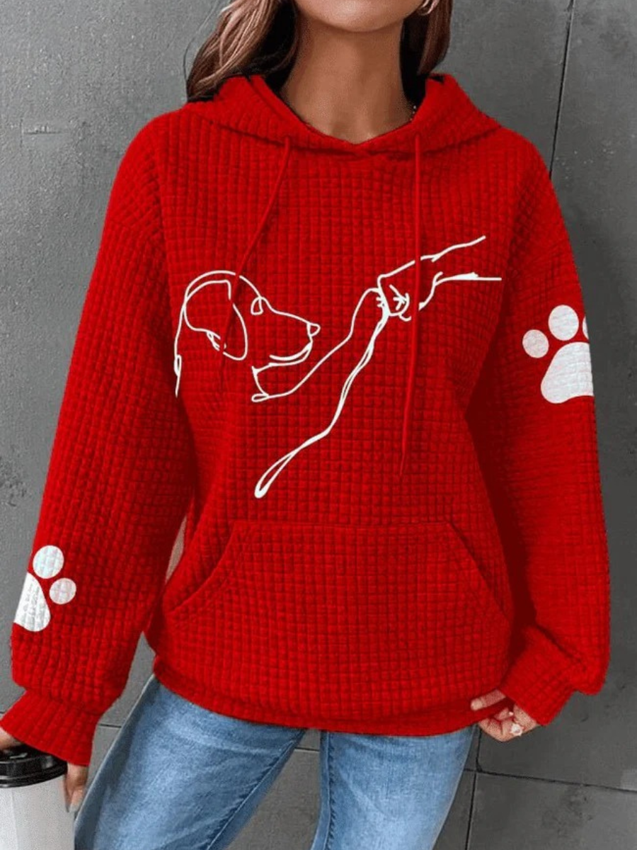 Damen Hoodie mit fröhlichem Hunde-Print, perfekt für Freizeit und Zuhause