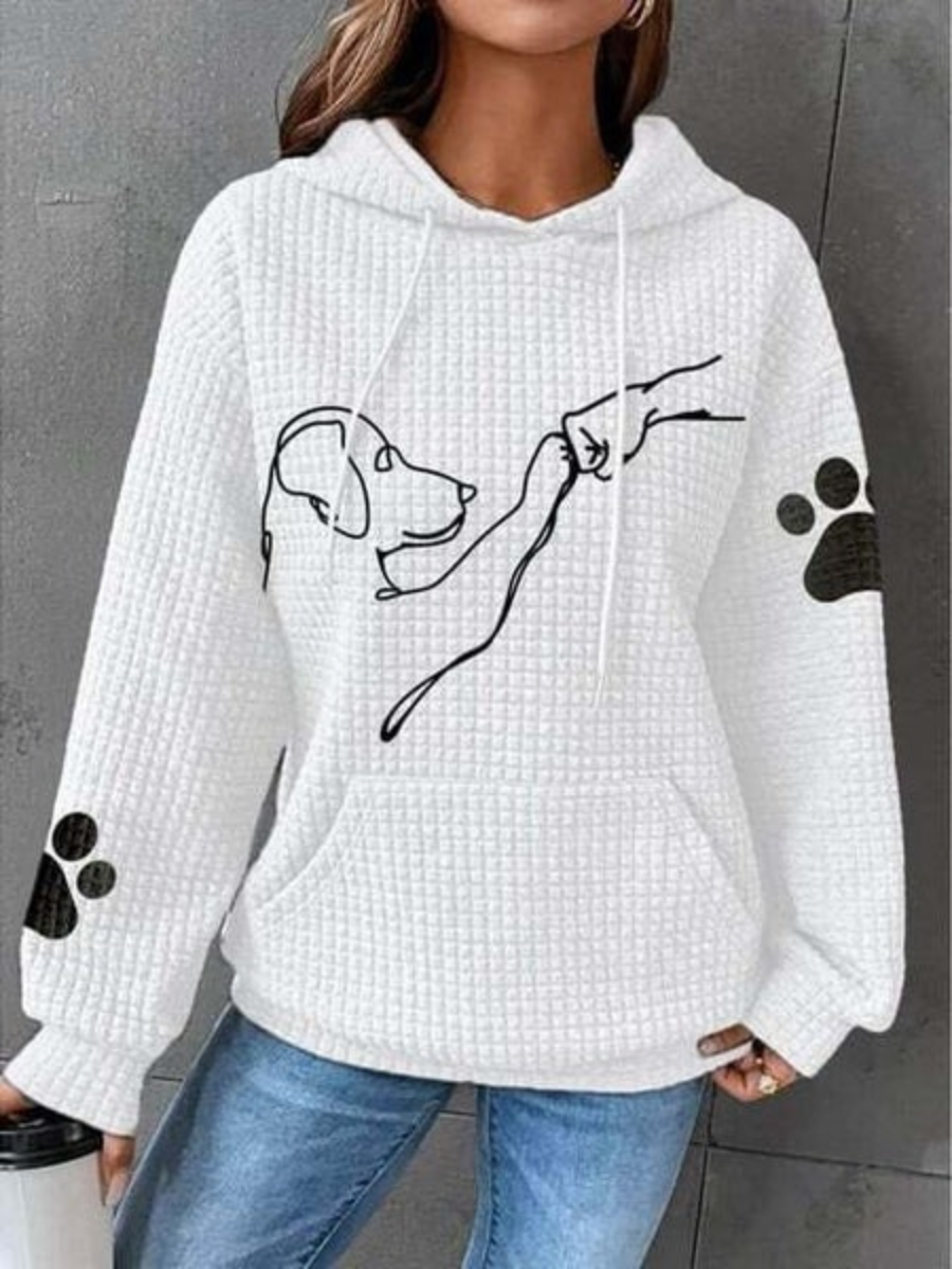 Damen Hoodie mit fröhlichem Hunde-Print, perfekt für Freizeit und Zuhause