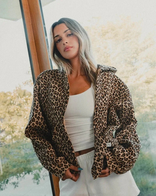 Damen-Kapuzenjacke mit Leopardenprint, modisch und bequem für Alltag und Freizeit