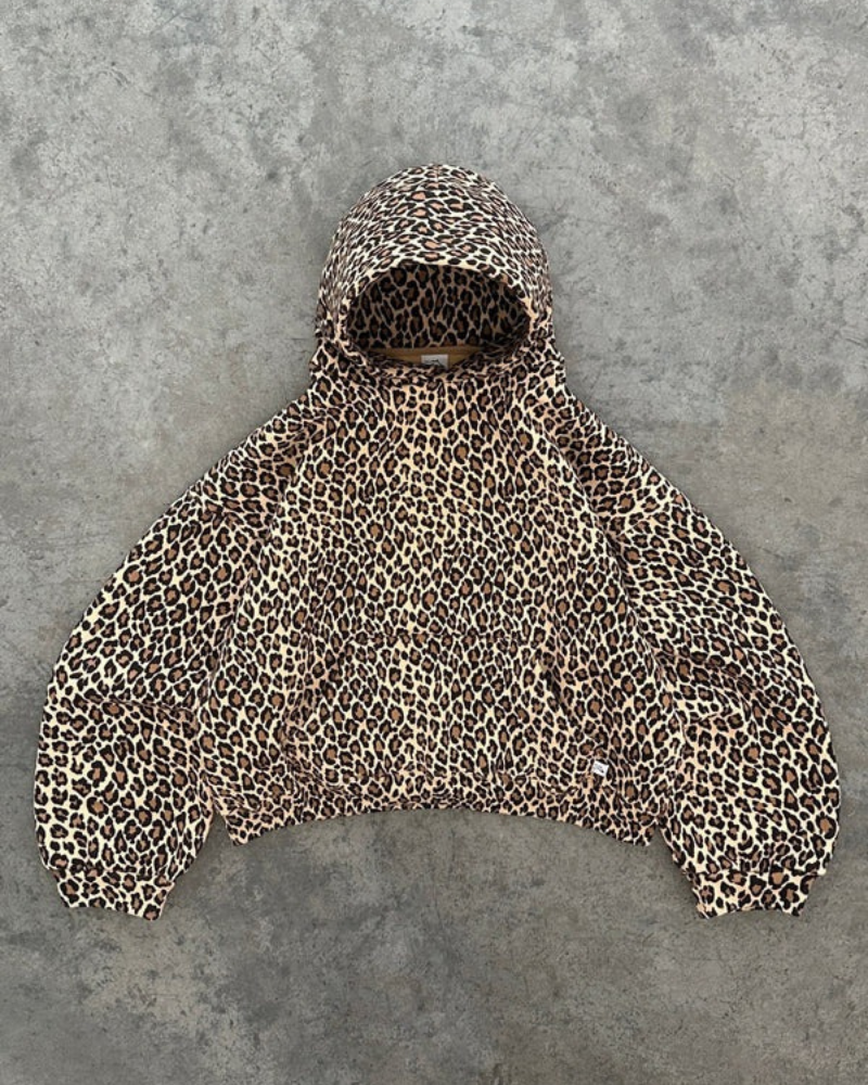 Damen-Kapuzenjacke mit Leopardenprint, modisch und bequem für Alltag und Freizeit