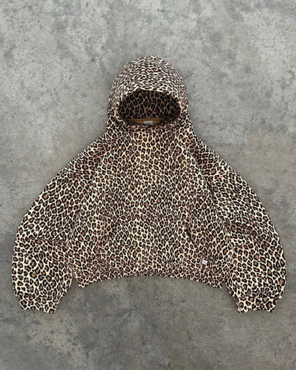 Damen-Kapuzenjacke mit Leopardenprint, modisch und bequem für Alltag und Freizeit