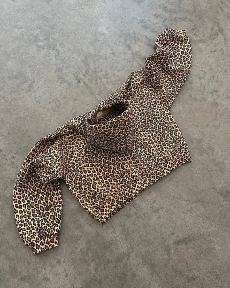 Damen-Kapuzenjacke mit Leopardenprint, modisch und bequem für Alltag und Freizeit