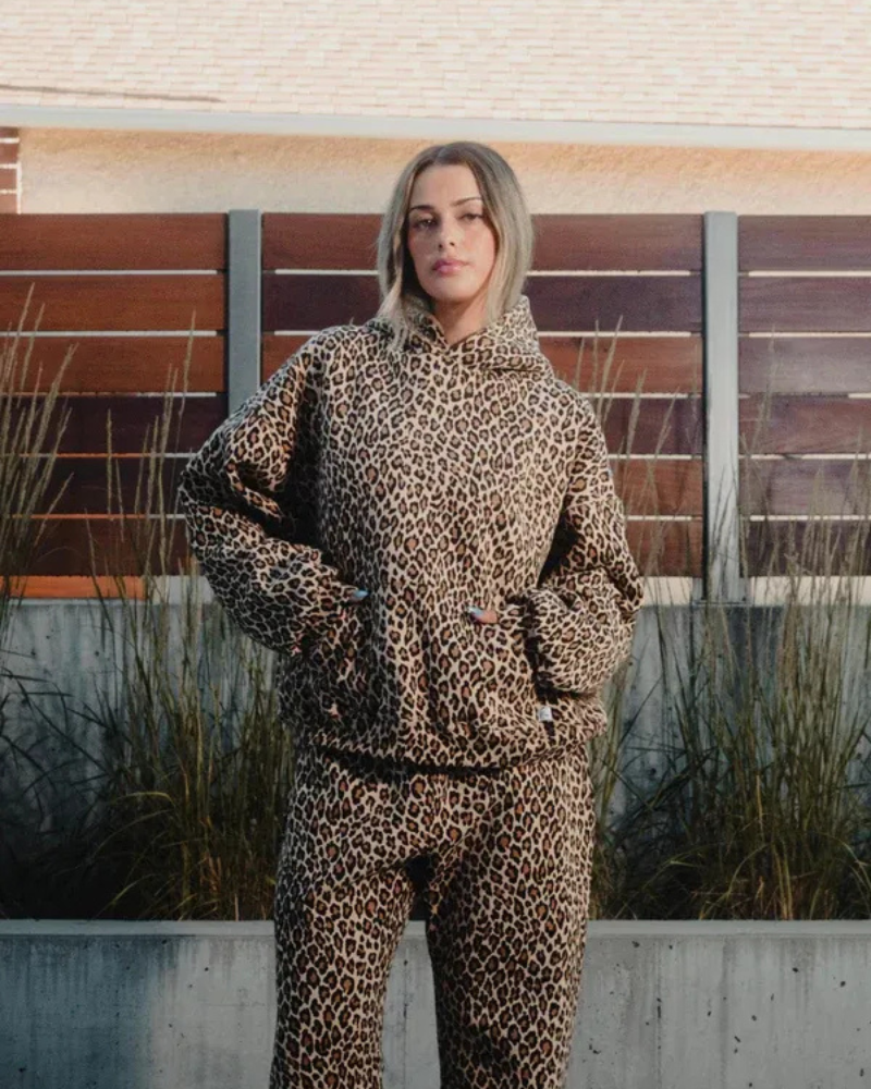 Damen-Kapuzenjacke mit Leopardenprint, modisch und bequem für Alltag und Freizeit