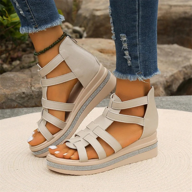 Damen Keil-Sommersandalen mit bequemem Absatz für warme Sommertage