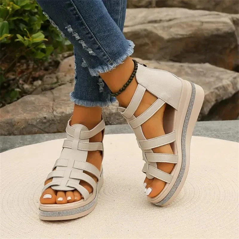 Damen Keil-Sommersandalen mit bequemem Absatz für warme Sommertage
