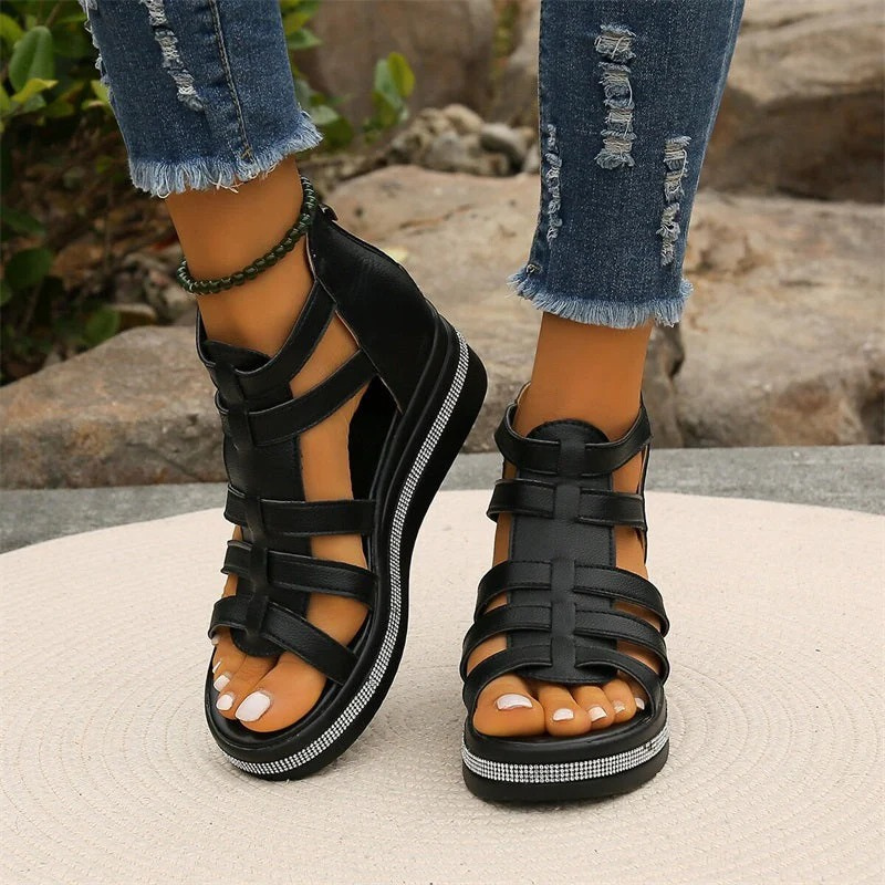 Damen Keil-Sommersandalen mit bequemem Absatz für warme Sommertage