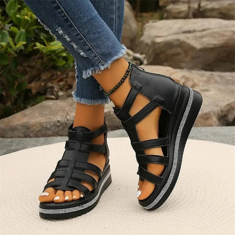Damen Keil-Sommersandalen mit bequemem Absatz für warme Sommertage