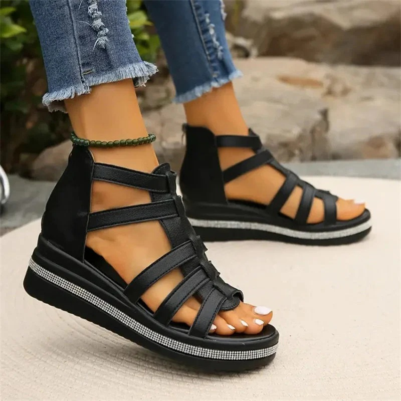 Damen Keil-Sommersandalen mit bequemem Absatz für warme Sommertage