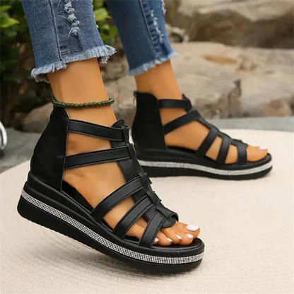 Damen Keil-Sommersandalen mit bequemem Absatz für warme Sommertage