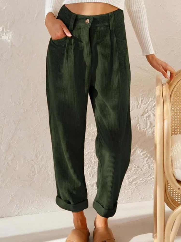 Damen klassische Cordhose mit bequemem Schnitt für Alltag und Freizeit