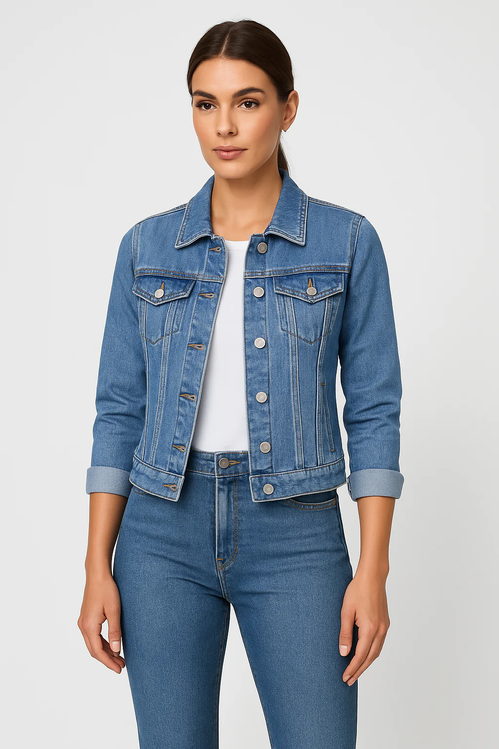  Damen klassische Jeansjacke im zeitlosen Design für vielseitige Outfits