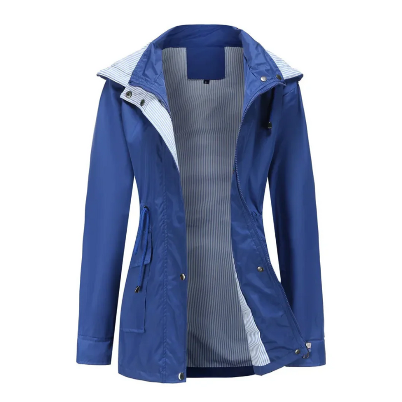 Damen klassische Regenjacke, elegante und praktische Jacke für nasses Wetter