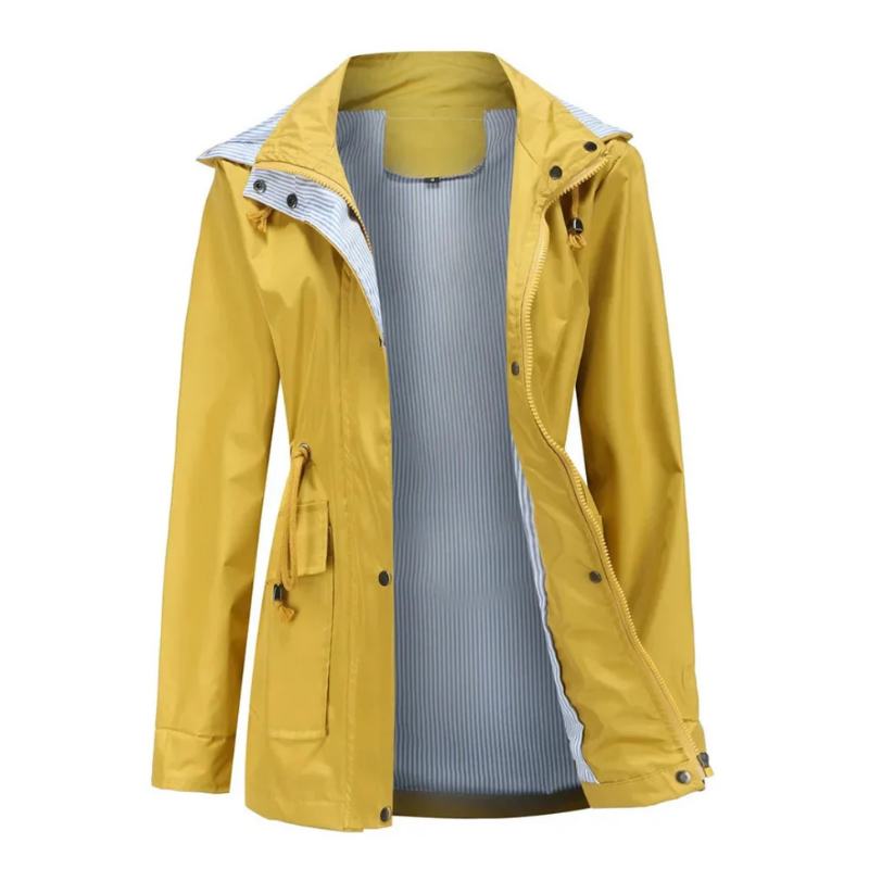 Damen klassische Regenjacke, elegante und praktische Jacke für nasses Wetter