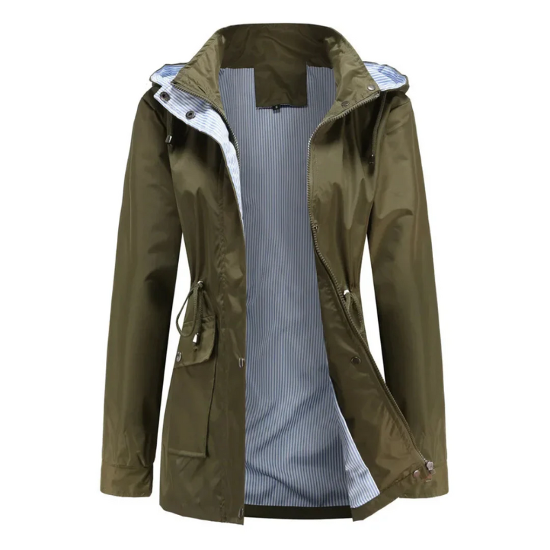 Damen klassische Regenjacke, elegante und praktische Jacke für nasses Wetter