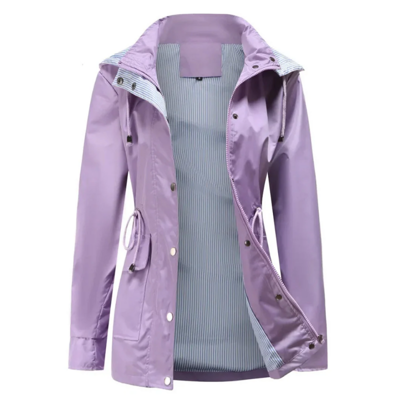 Damen klassische Regenjacke, elegante und praktische Jacke für nasses Wetter