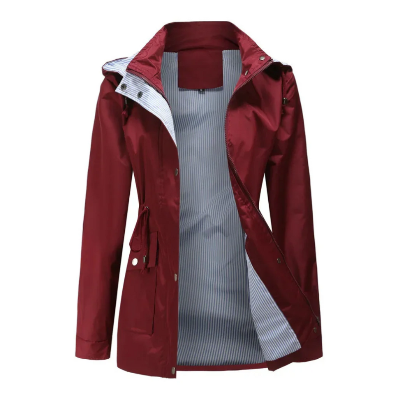 Damen klassische Regenjacke, elegante und praktische Jacke für nasses Wetter