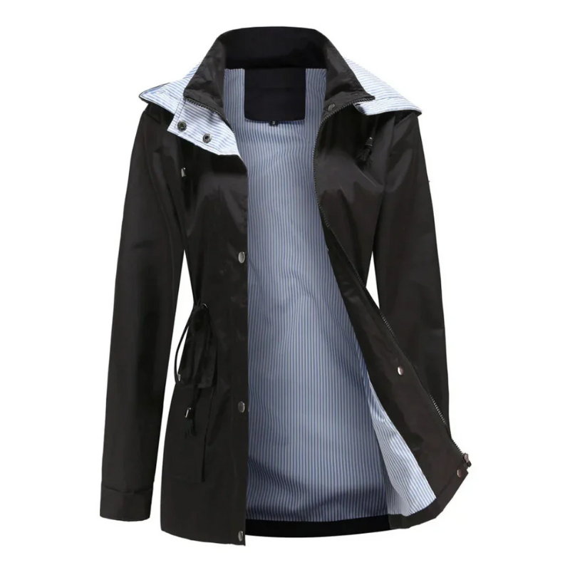 Damen klassische Regenjacke, elegante und praktische Jacke für nasses Wetter
