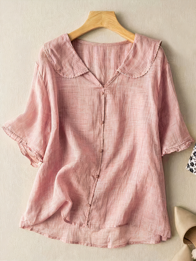 Damen klassische Vintage-Bluse | Kurzarm