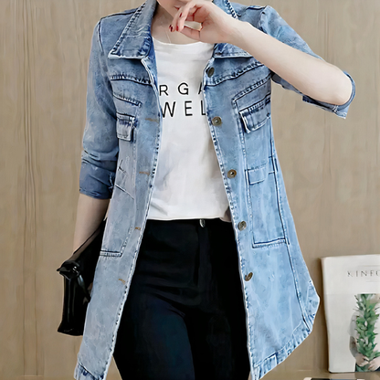 Damen klassische Vintage-Jeansjacke, lässig und stilvoll kombinierbar für Freizeit und Alltag