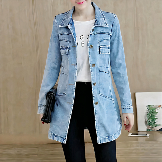Damen klassische Vintage-Jeansjacke, lässig und stilvoll kombinierbar für Freizeit und Alltag