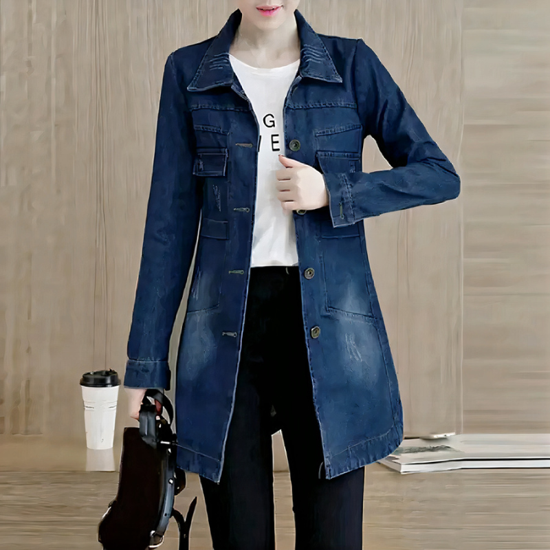 Damen klassische Vintage-Jeansjacke, lässig und stilvoll kombinierbar für Freizeit und Alltag