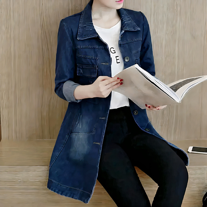 Damen klassische Vintage-Jeansjacke, lässig und stilvoll kombinierbar für Freizeit und Alltag