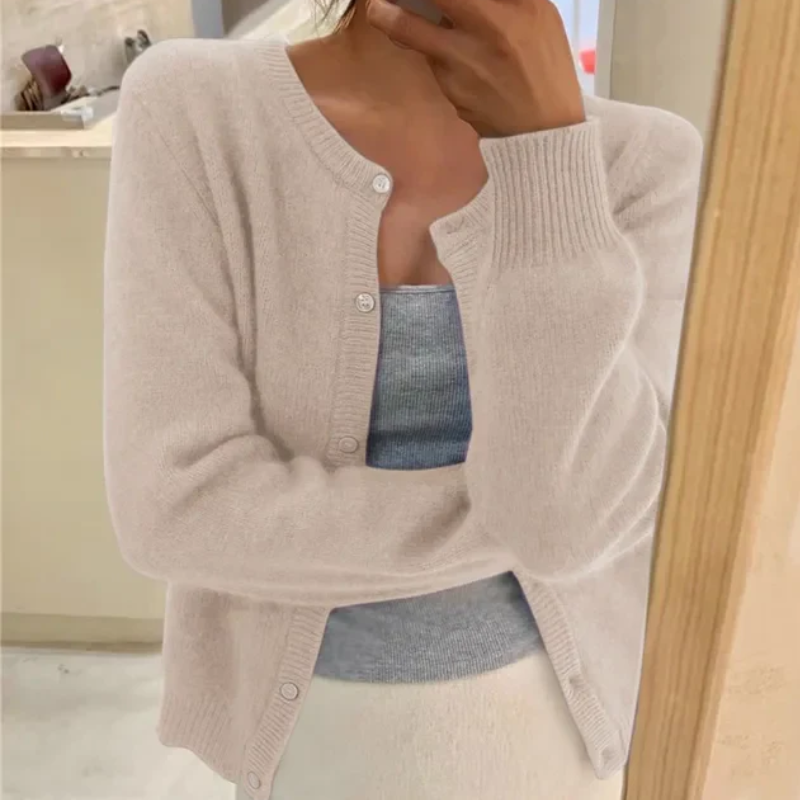 Damen klassische weiche Strickjacke, elegant und vielseitig kombinierbar für Alltag und besondere Anlässe
