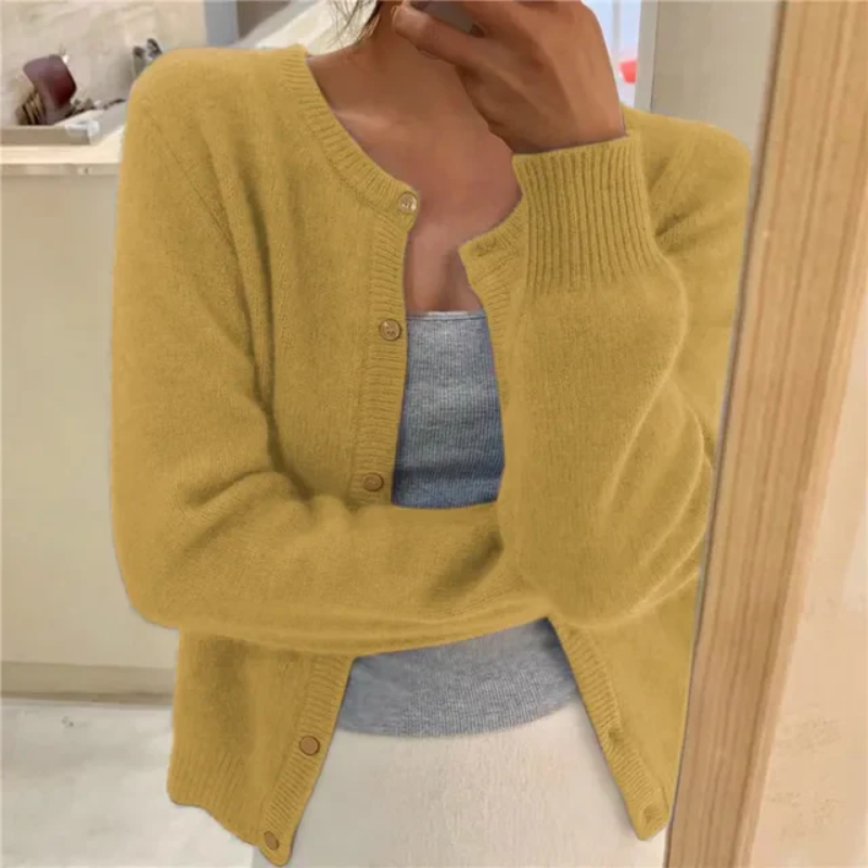 Damen klassische weiche Strickjacke, elegant und vielseitig kombinierbar für Alltag und besondere Anlässe
