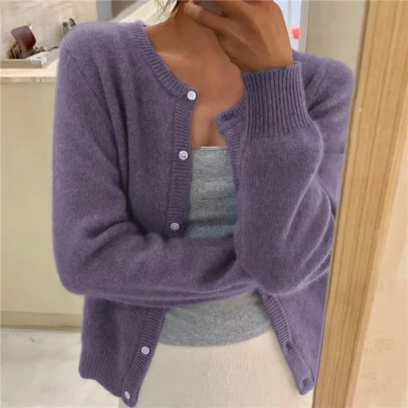Damen klassische weiche Strickjacke, elegant und vielseitig kombinierbar für Alltag und besondere Anlässe