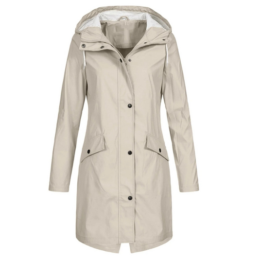 Damen klassische winddichte Regenjacke in zeitlosem Design für Wind und Regen