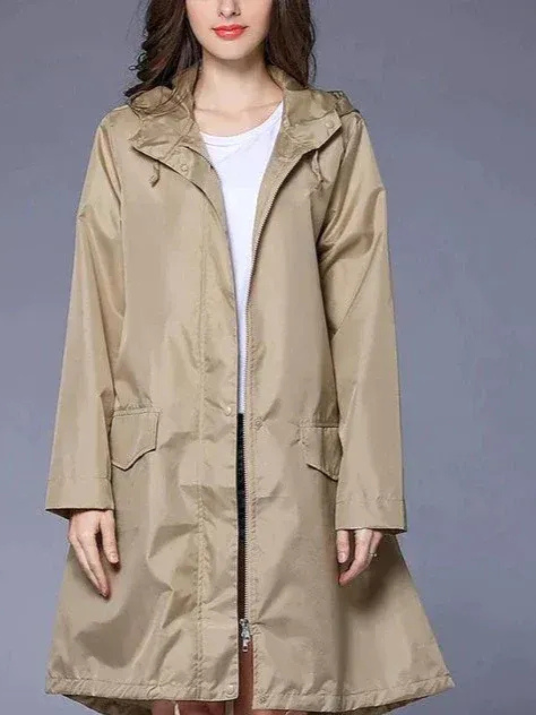 Damen klassischer Outdoor-Regenmantel mit Kapuze für zuverlässigen Schutz bei Regen