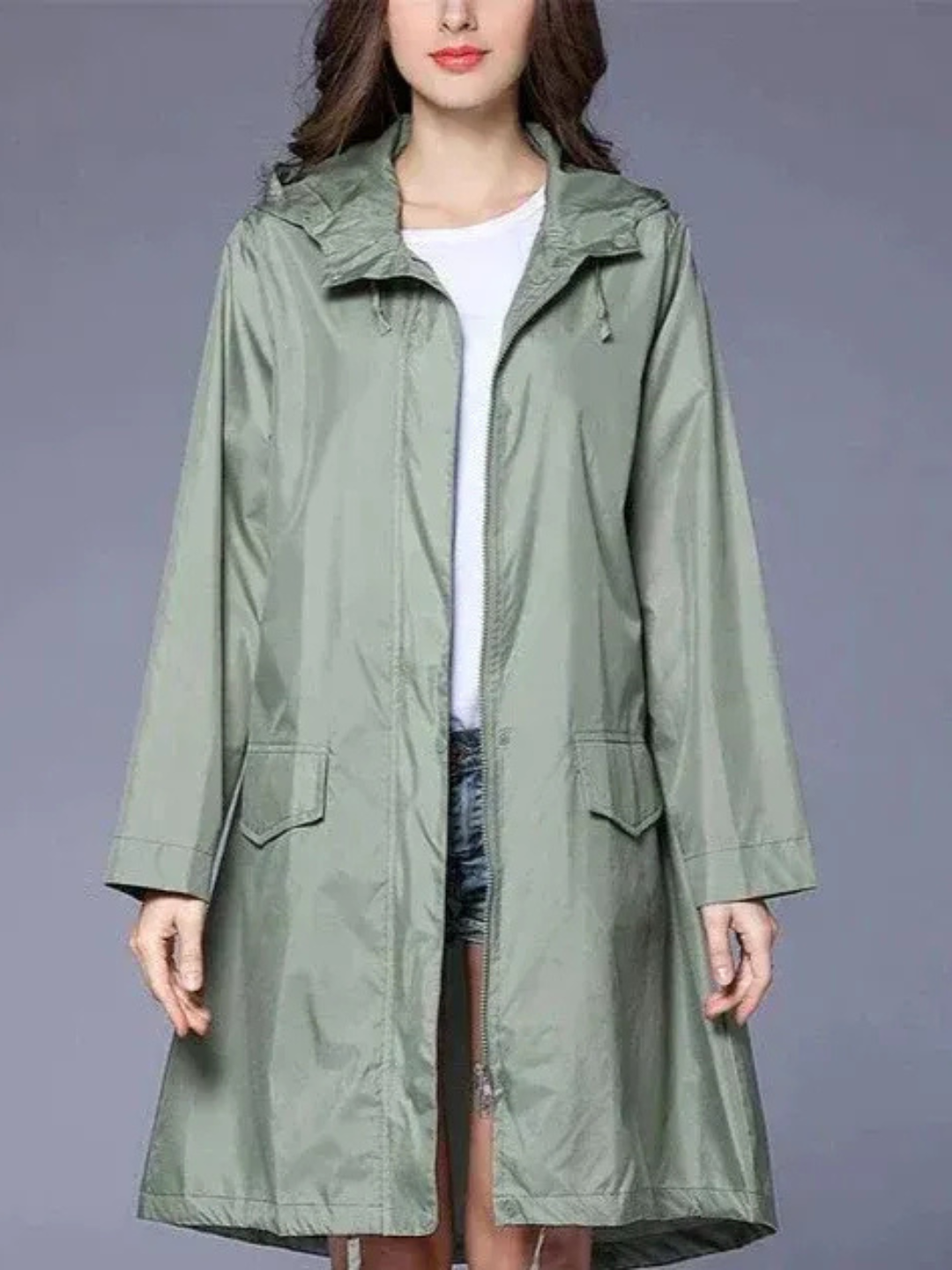 Damen klassischer Outdoor-Regenmantel mit Kapuze für zuverlässigen Schutz bei Regen