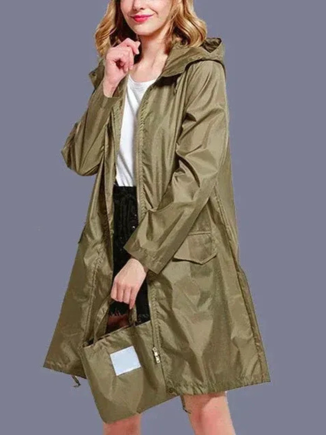 Damen klassischer Outdoor-Regenmantel mit Kapuze für zuverlässigen Schutz bei Regen