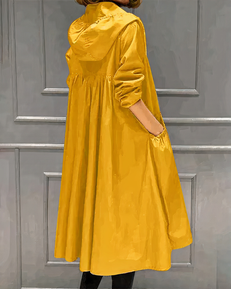 Damen klassischer Trenchcoat mit Kapuze in elegantem Design