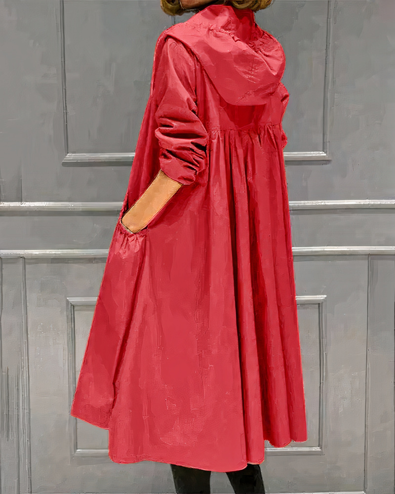 Damen klassischer Trenchcoat mit Kapuze in elegantem Design
