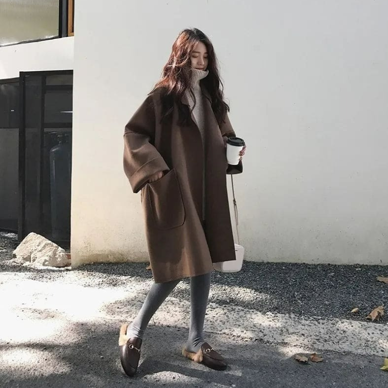 Damen klassischer Winter-Trenchcoat in elegantem Design