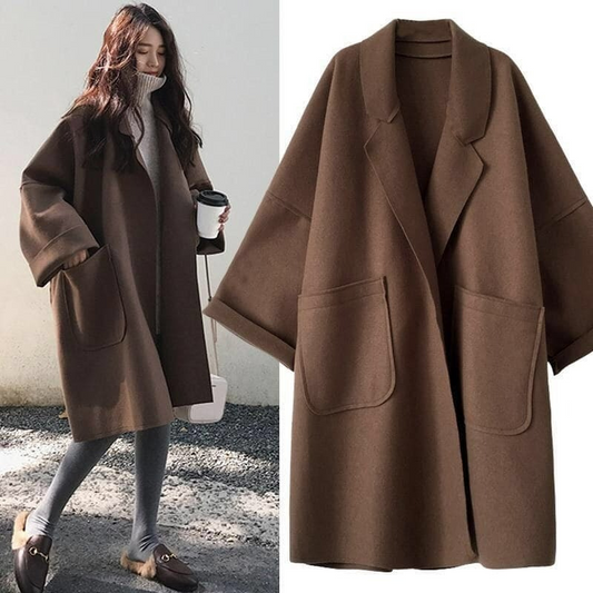 Damen klassischer Winter-Trenchcoat in elegantem Design