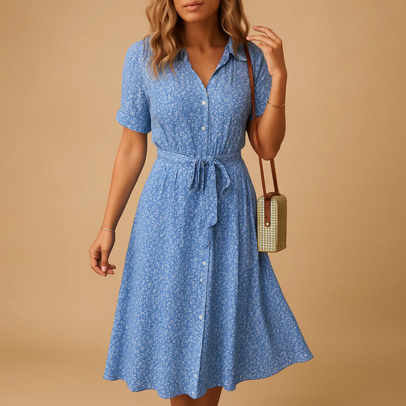  Damen klassisches geblümtes Kleid mit elegantem Schnitt und floralem Muster für vielseitige Anlässe