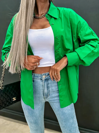 Damen lässige Bluse mit Knopfleiste in modernem, lockerem Schnitt für vielseitige Outfits.

