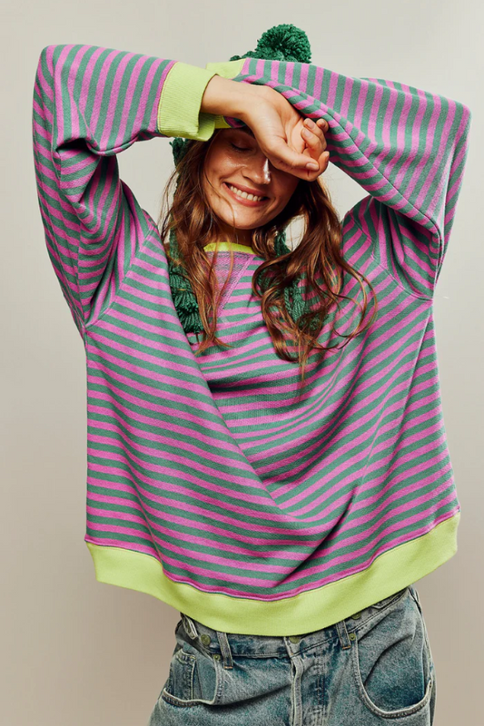 Damen lässiger gestreifter Pullover im modernen Design
