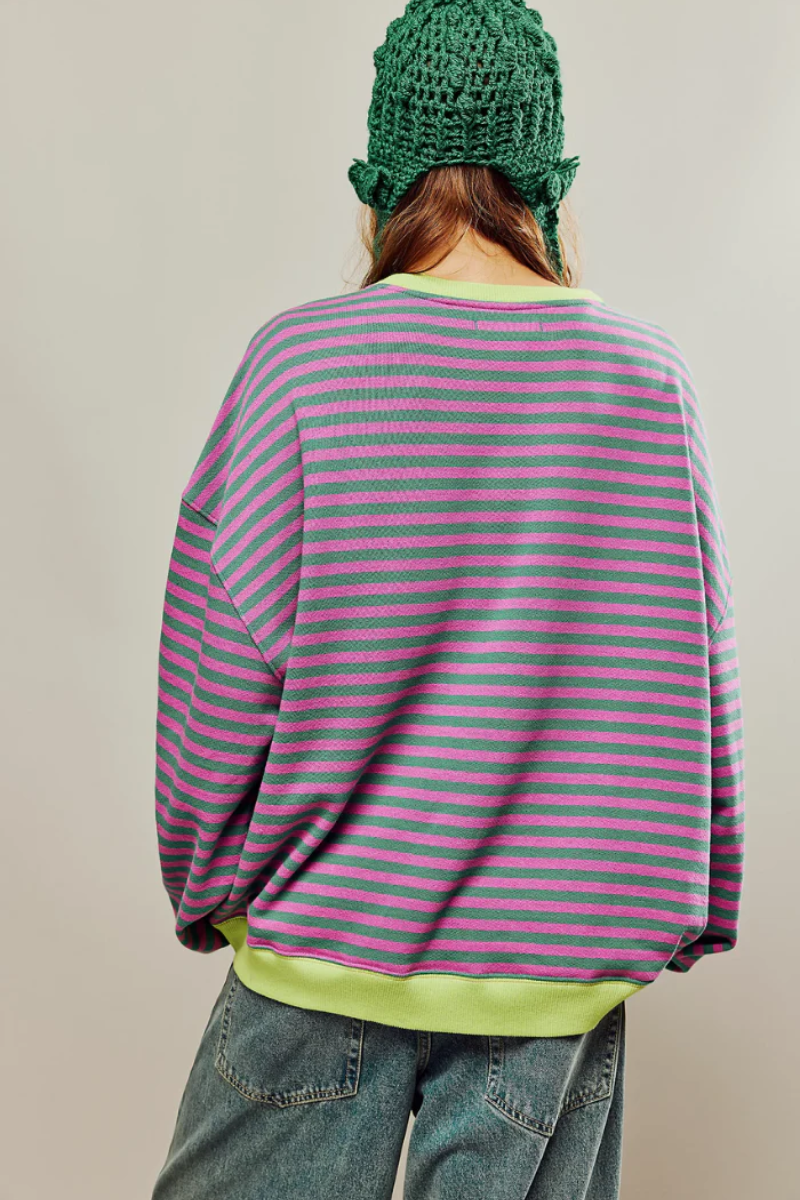 Damen lässiger gestreifter Pullover im modernen Design
