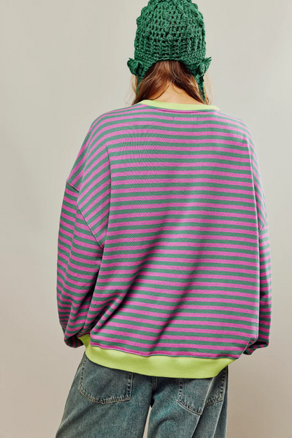 Damen lässiger gestreifter Pullover im modernen Design