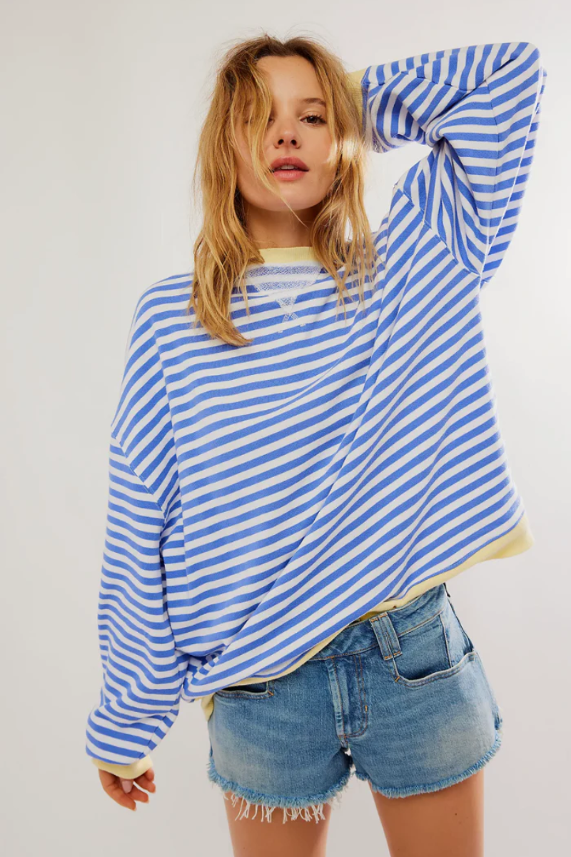 Damen lässiger gestreifter Pullover im modernen Design