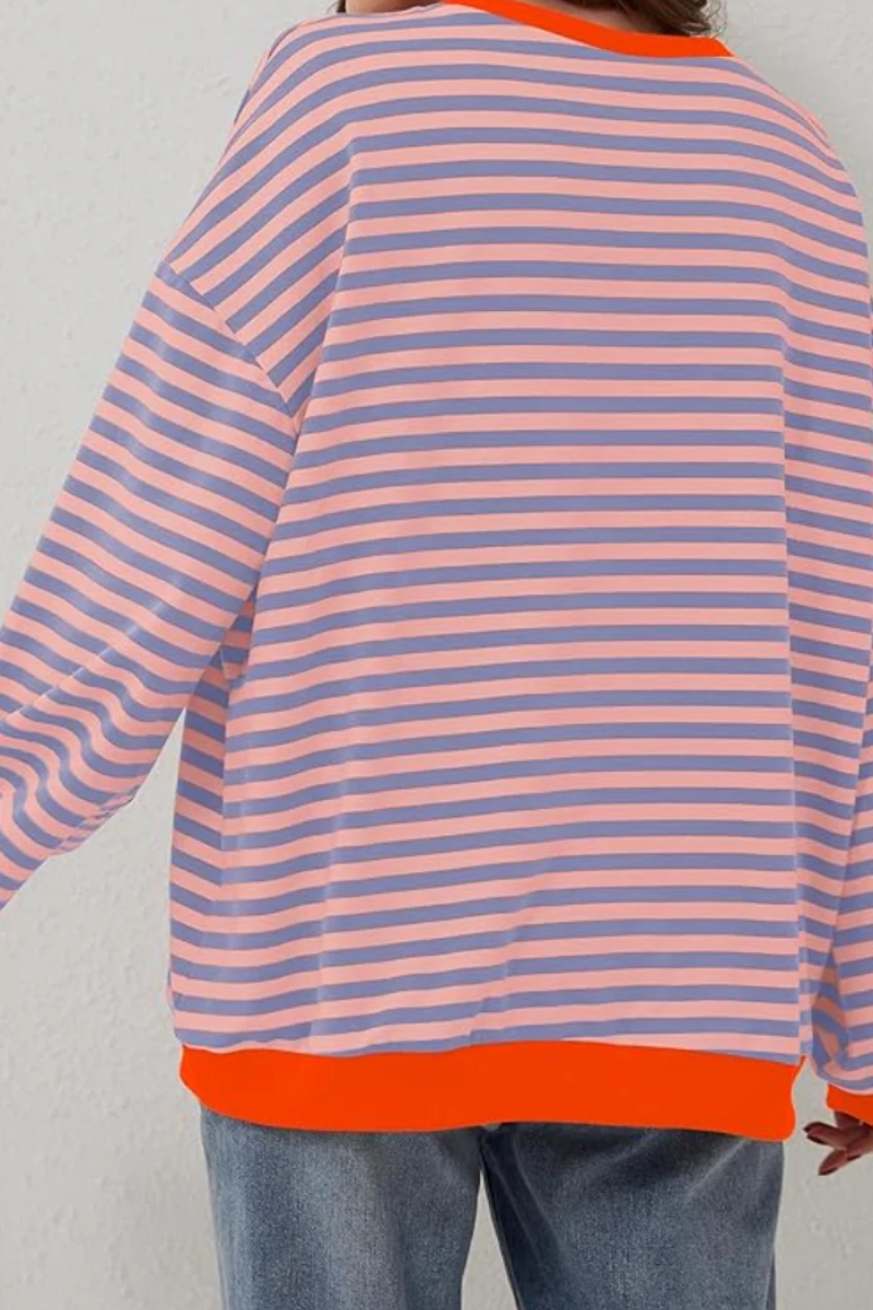 Damen lässiger gestreifter Pullover im modernen Design