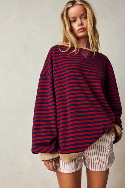 Damen lässiger gestreifter Pullover im modernen Design