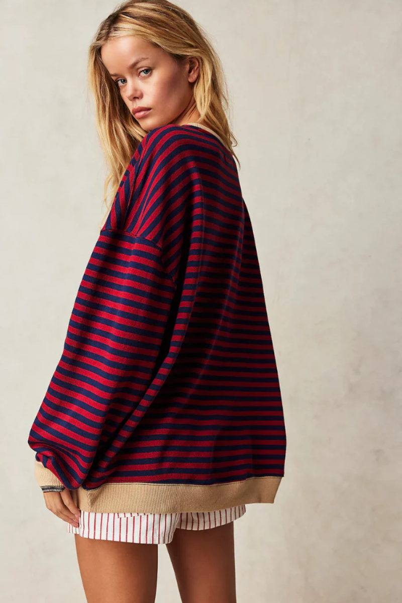 Damen lässiger gestreifter Pullover im modernen Design