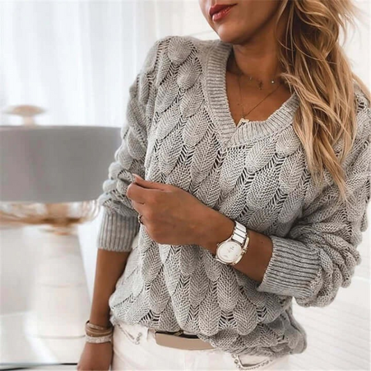 Damen lässiger V-Ausschnitt Pullover in zeitlosem Design für einen modernen Alltagslook